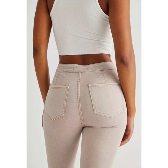 NWT Free People Just Float On Flare Jeans High Rise in Peach Neutral Tan 28 - Picture 6 of 16